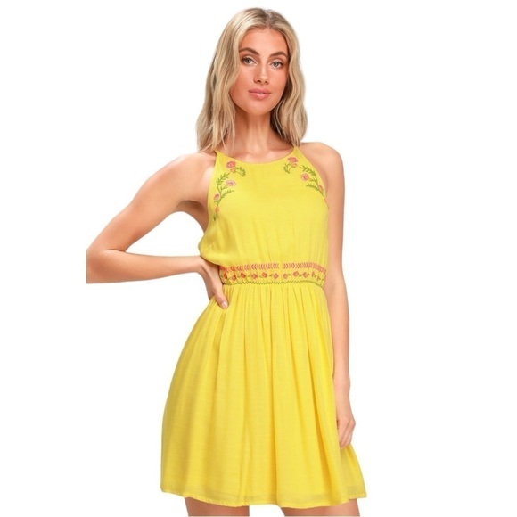 Lulus Sunshine Delight Yellow Embroidered Mini Dress - Picture 7 of 16